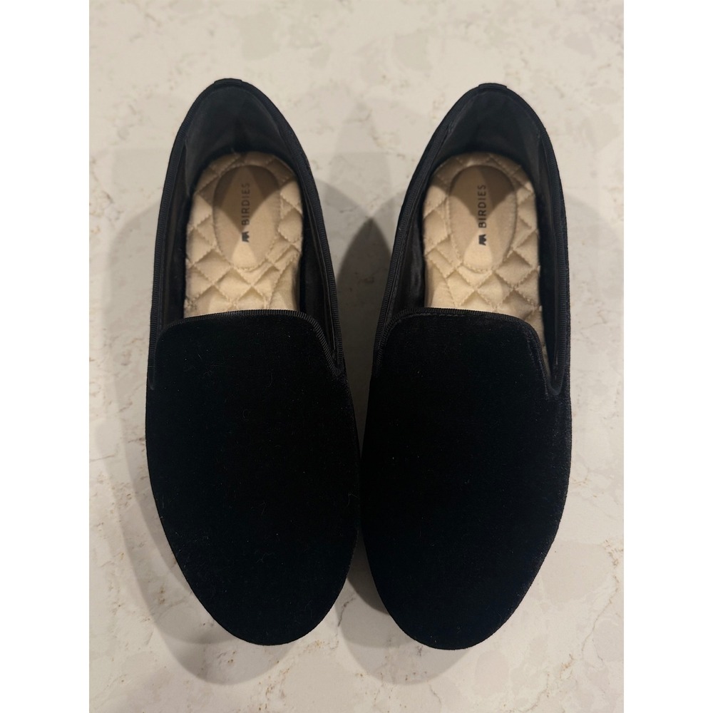 Birdies The Starling Black Velvet Loafers‎ Women 7.5 Smoking Slipper Flat Shoes